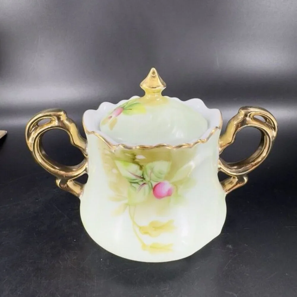 Vintage Lefton Hand Painted Sugar And Creamer Set 2 W Original Stickers Japan‎